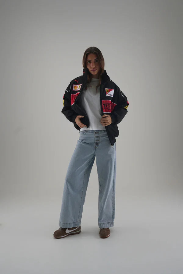 Black Ferrari Embroidered Jacket – Motorsport Streetwear Essential | Averon Racewear - Averon Racewear - View 4