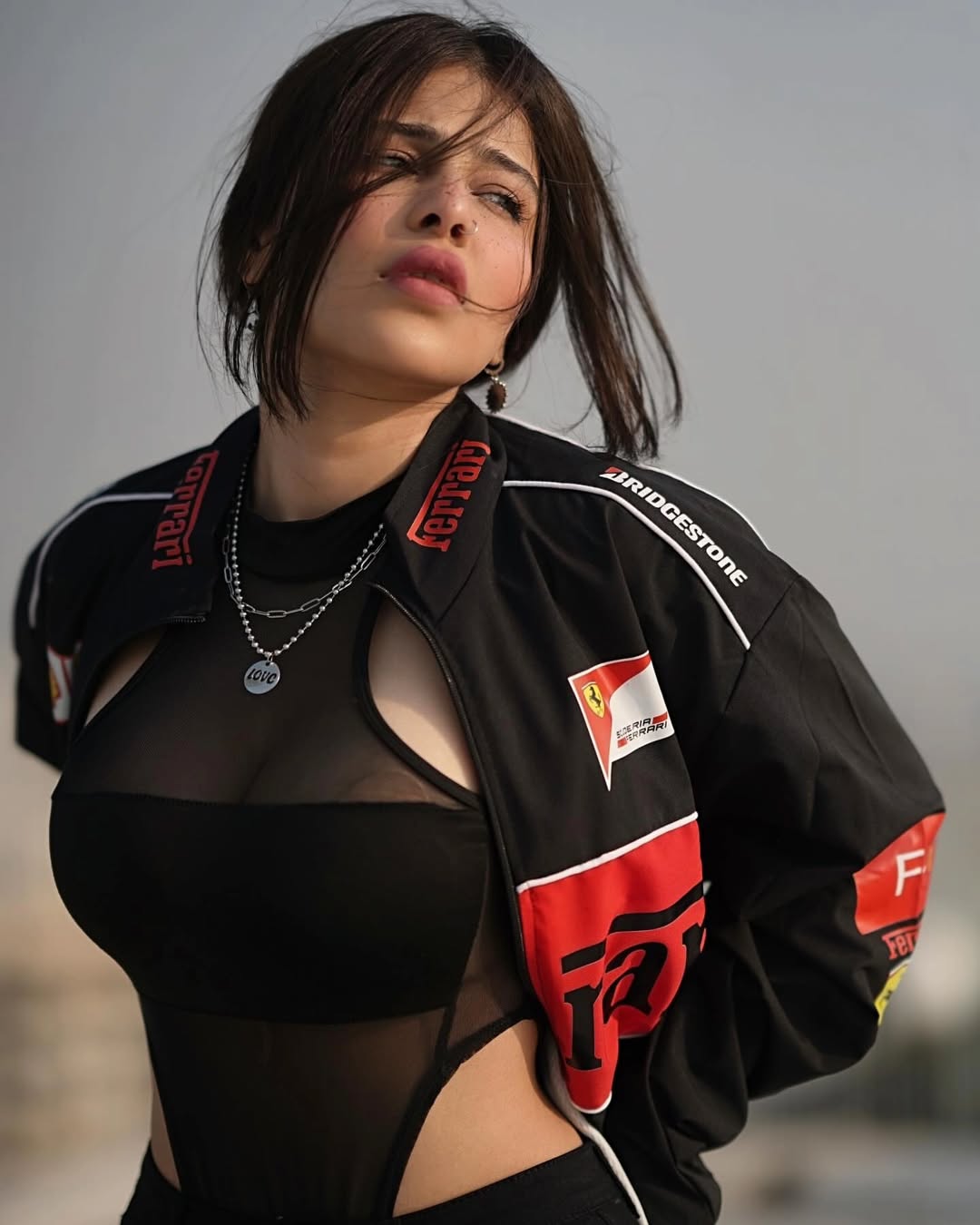 Black Ferrari Jacket - F1 Inspired Retro-Modern Streetwear India - Averon Racewear - View 3