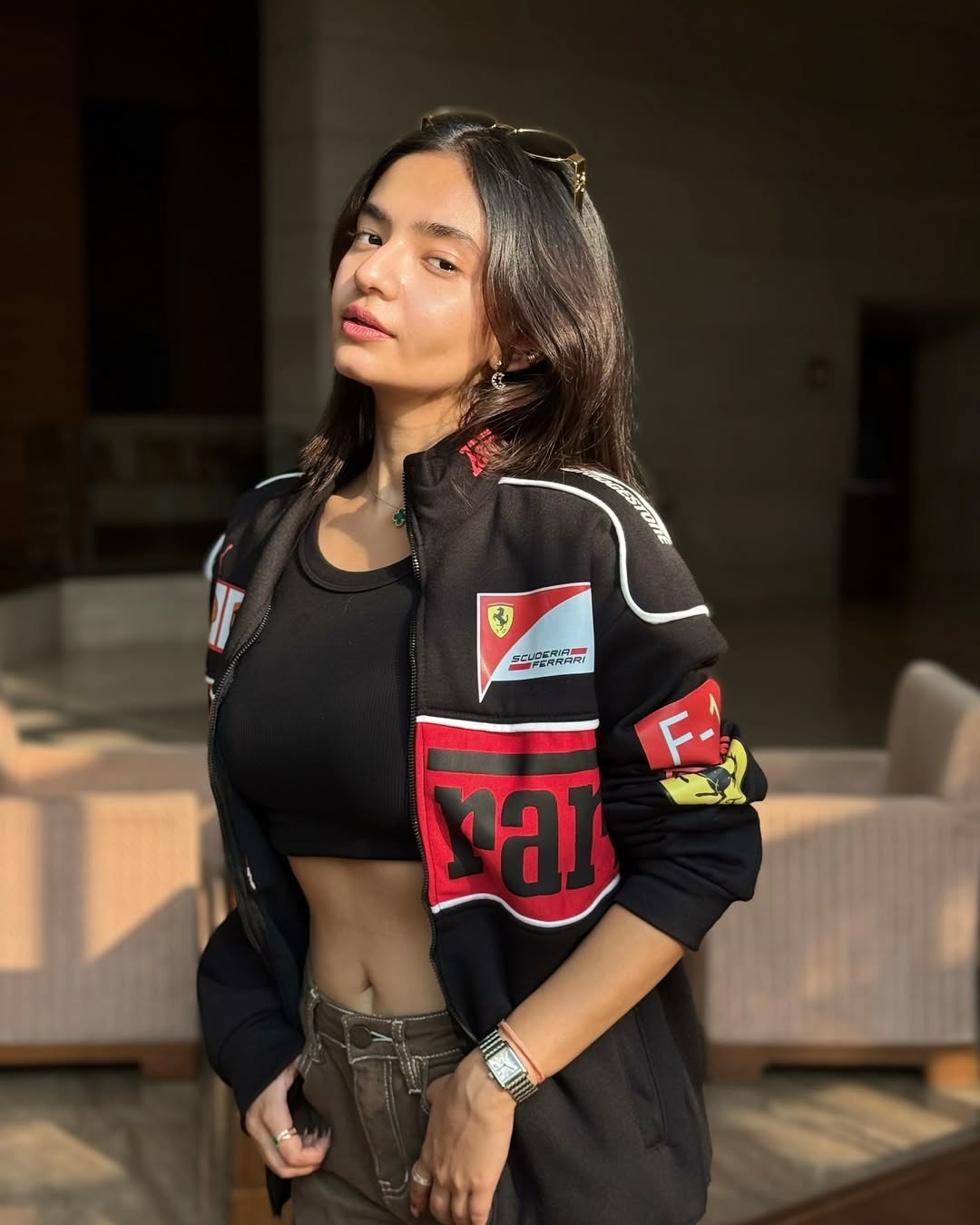 Black Ferrari Jacket - F1 Inspired Retro-Modern Streetwear India - Averon Racewear - View 4
