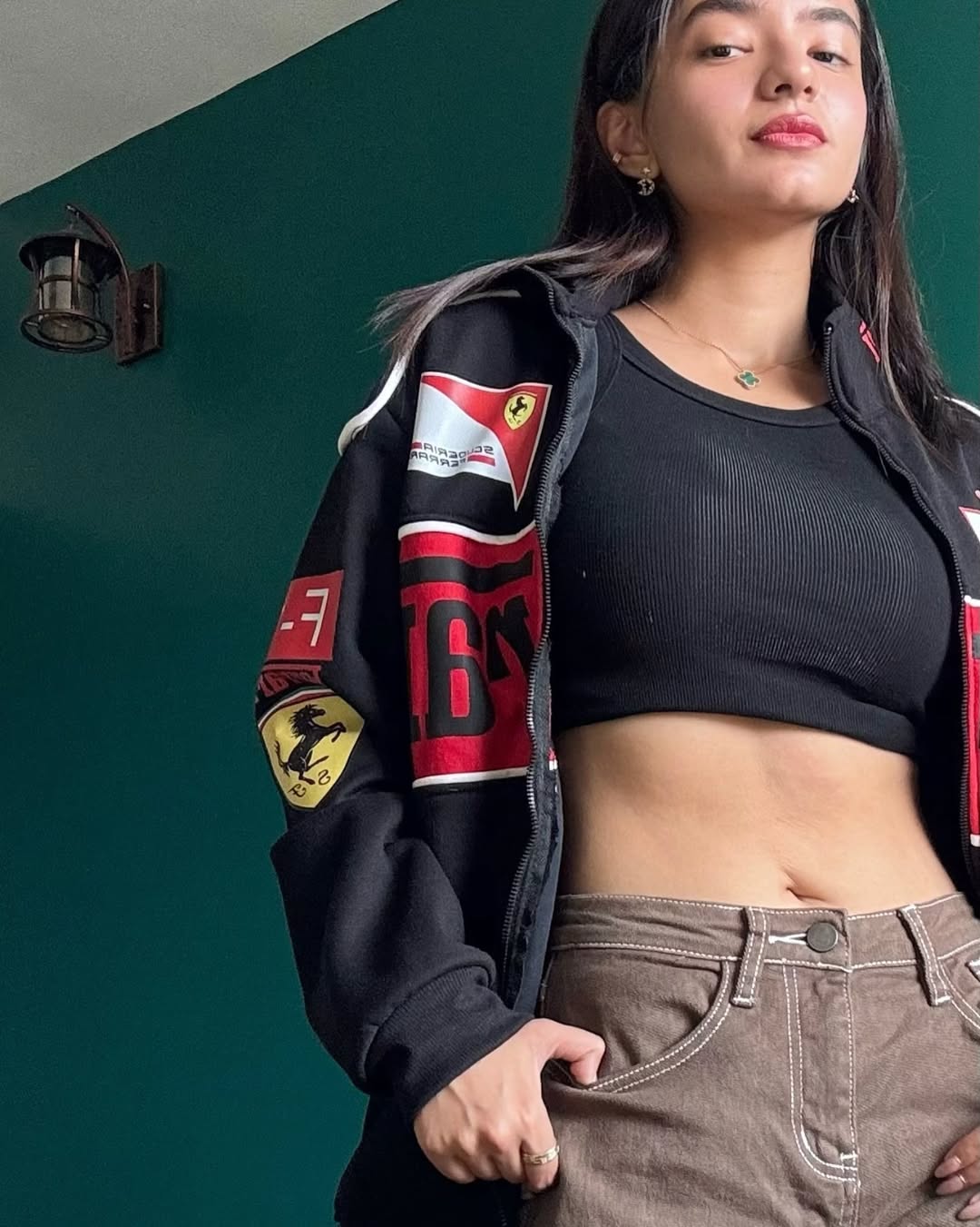 Black Ferrari Jacket - F1 Inspired Retro-Modern Streetwear India - Averon Racewear - View 5