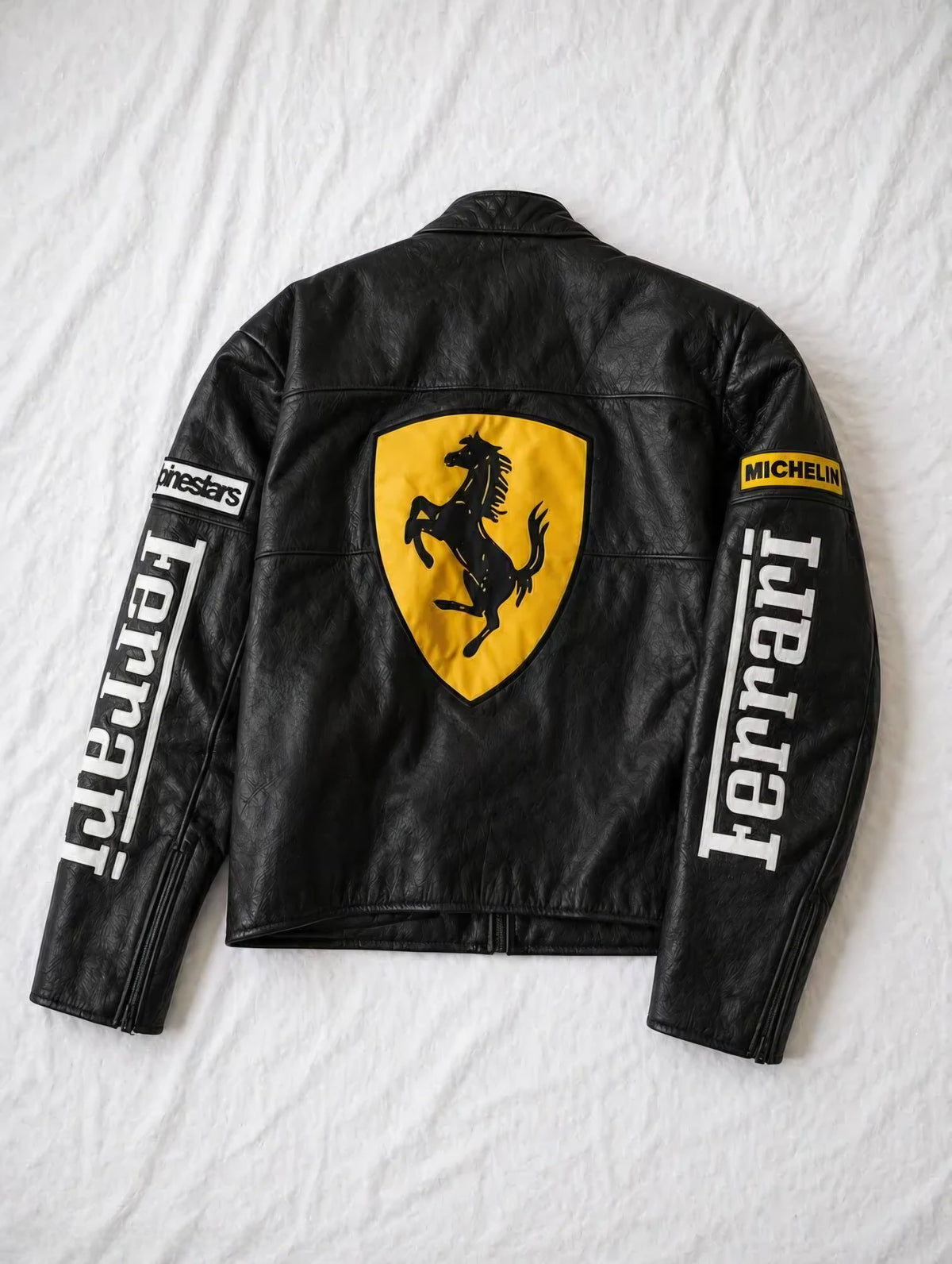 Black Ferrari Synthetic Leather Jacket – Classic Racing Streetwear - Averon Racewear - View 2