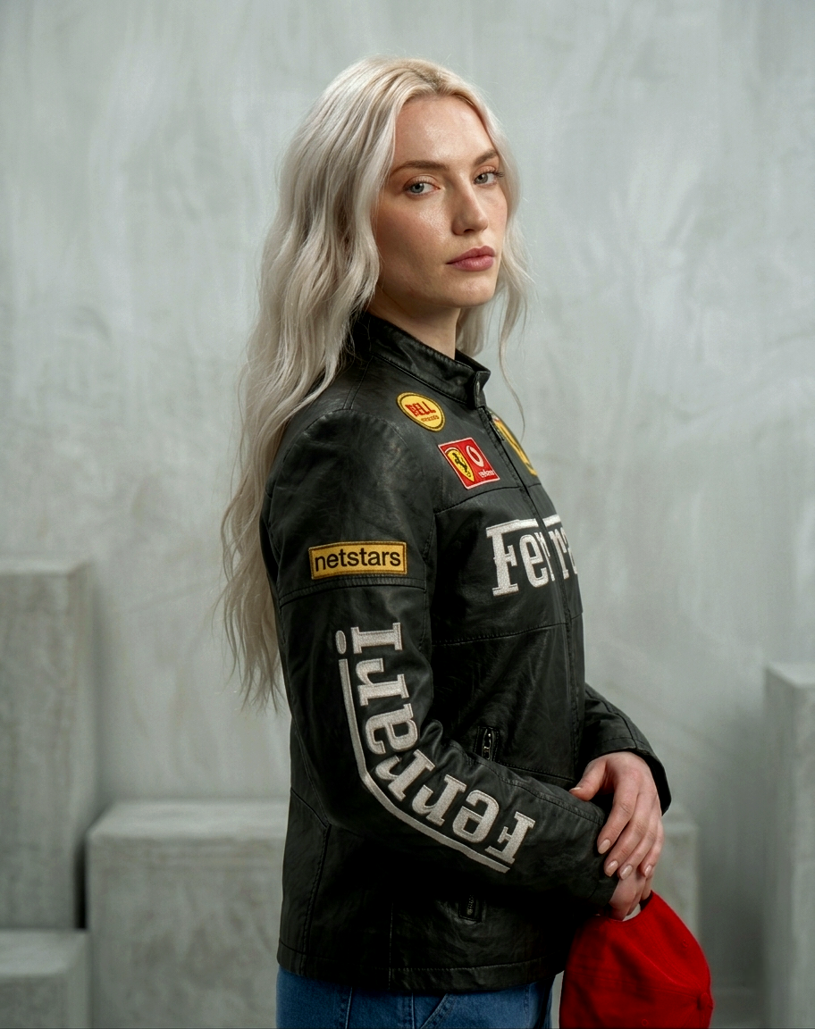 Black Ferrari Synthetic Leather Jacket – Classic Racing Streetwear - Averon Racewear - View 8