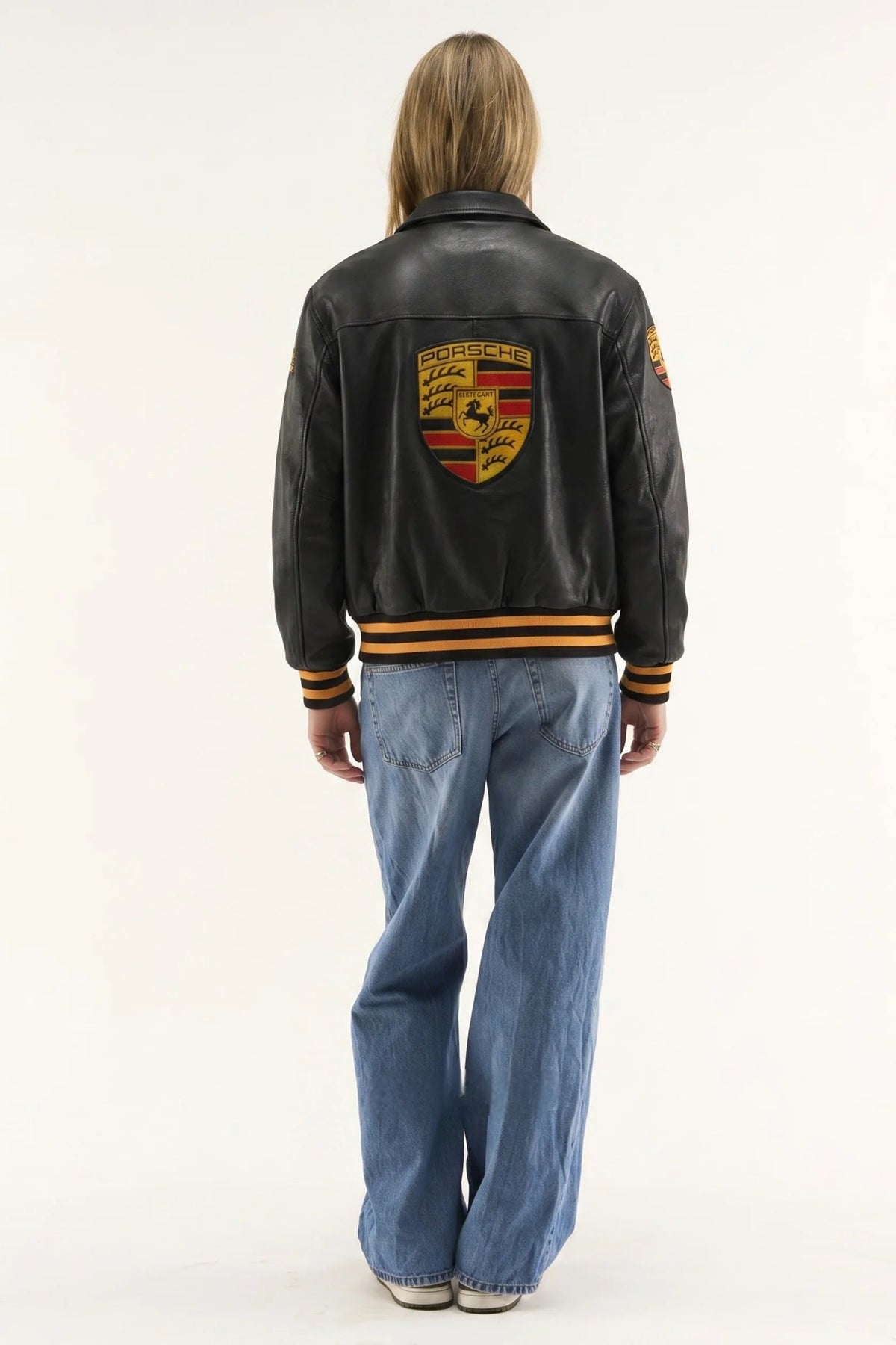 Black Porsche 993 Leather Jacket – Premium Racing Streetwear - Averon Racewear - View 4