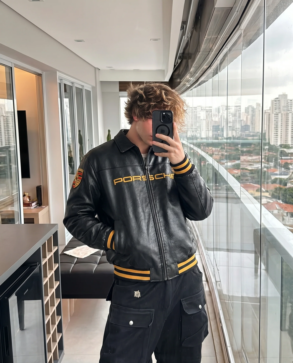 Black Porsche 993 Leather Jacket – Premium Racing Streetwear - Averon Racewear - View 5