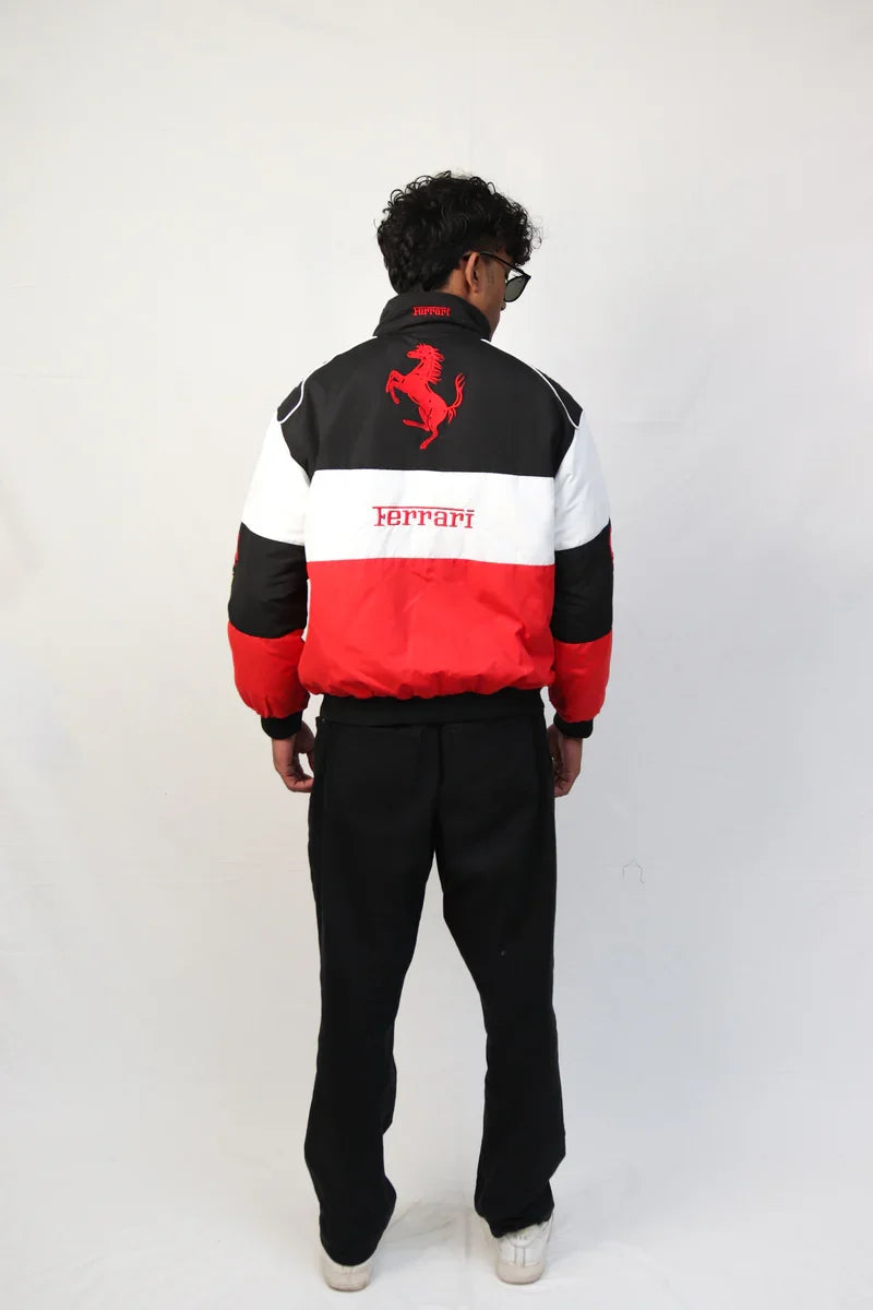 Tri Colour Ferrari F1 Jacket – Retro Racing Edition - Averon Racewear - View 4