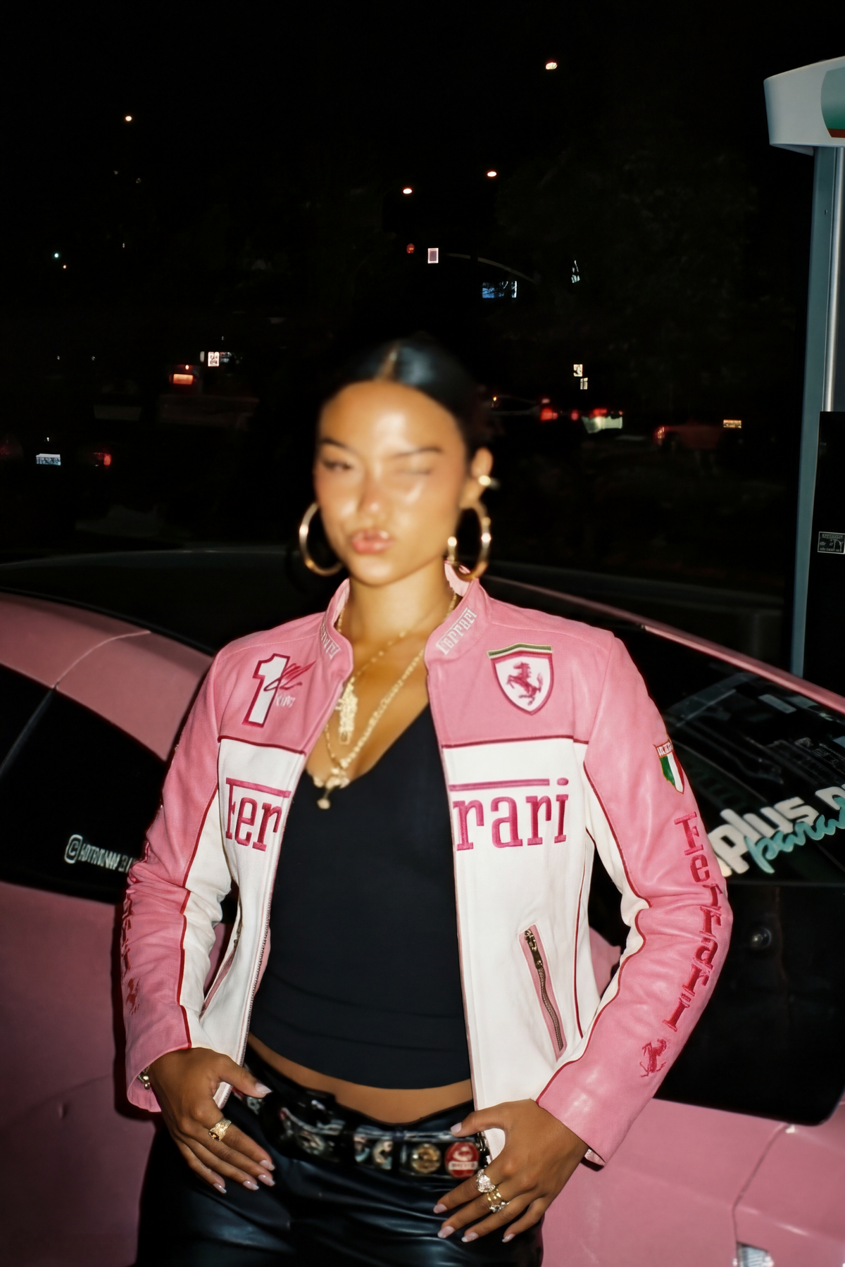 Pink Ferrari Leather Jacket – Limited Edition F1 Racing Jacket - Averon Racewear - View 1