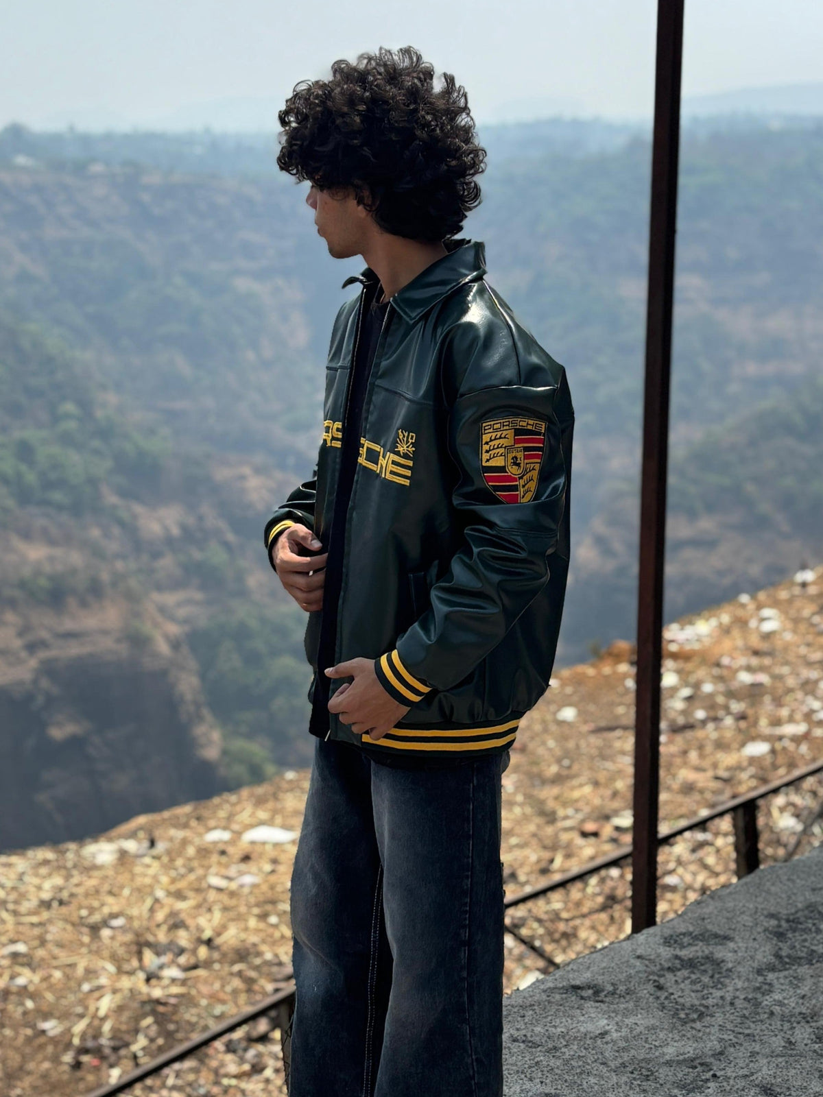 Vintage Porsche 993 Racing Jacket | Oversized Green F1 Bomber - Averon Racewear - View 5