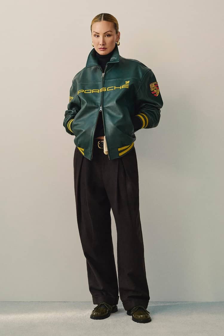 Premium Porsche 993 Leather Jacket | Unisex Vintage F1 Racing Bomber Green - Averon Racewear - View 5
