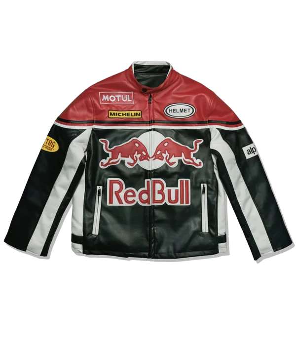 Red Bull Vintage F1 Racing Jacket – Red/Black Leather Edition - Averon Racewear - View 6