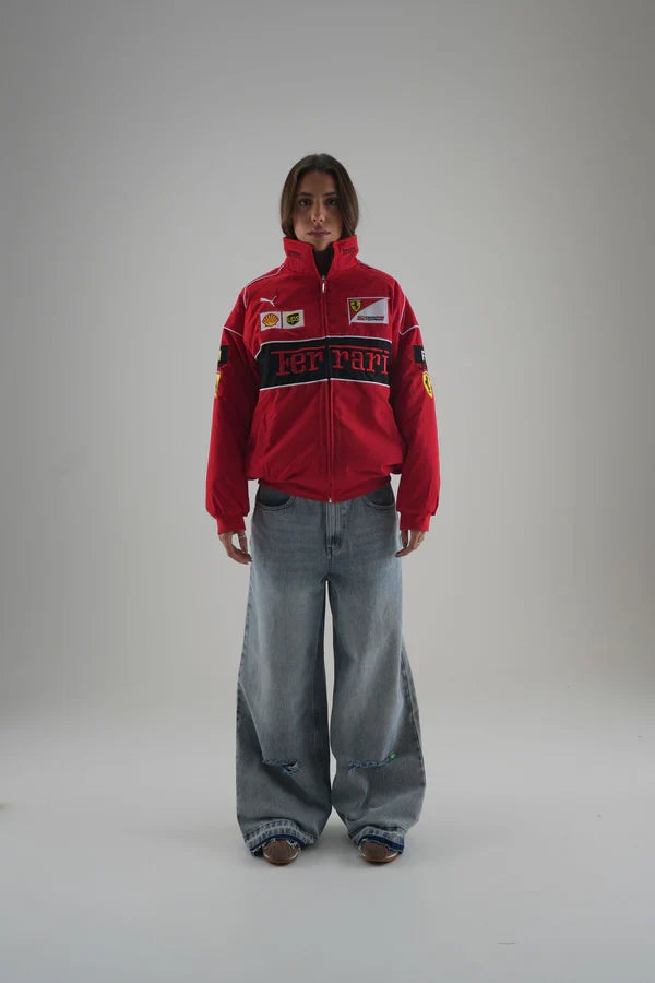 Red Ferrari Embroidered Jacket – Premium Racing Streetwear | Averon Racewear - Averon Racewear - View 1
