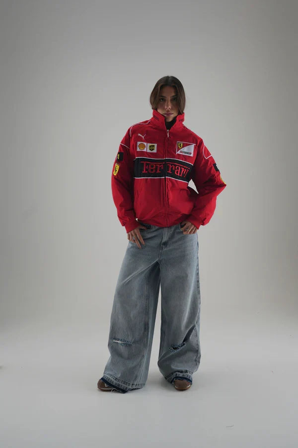 Red Ferrari Embroidered Jacket – Premium Racing Streetwear | Averon Racewear - Averon Racewear - View 2