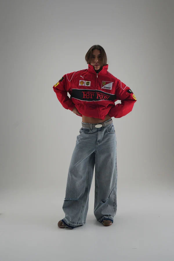 Red Ferrari Embroidered Jacket – Premium Racing Streetwear | Averon Racewear - Averon Racewear - View 3