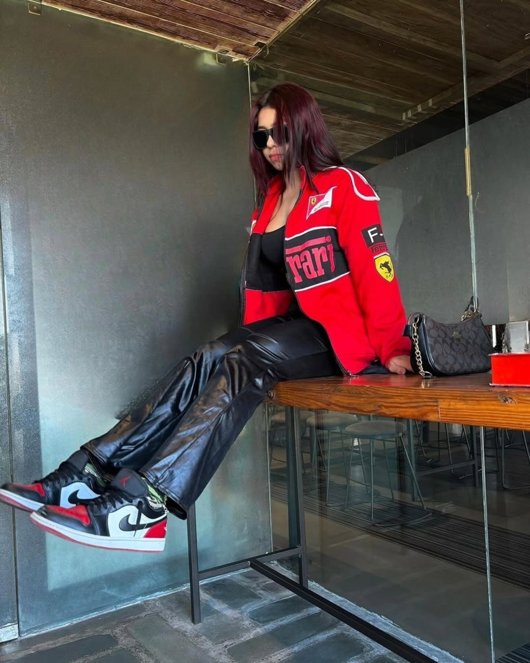 Red Ferrari Racing Jacket India – Vintage F1 Streetwear | Averon Racewear - Averon Racewear - View 1