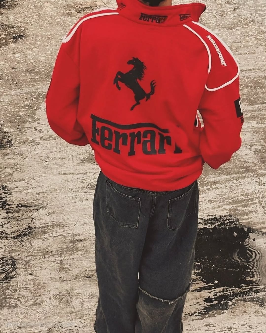 Red Ferrari Racing Jacket India – Vintage F1 Streetwear | Averon Racewear - Averon Racewear - View 4
